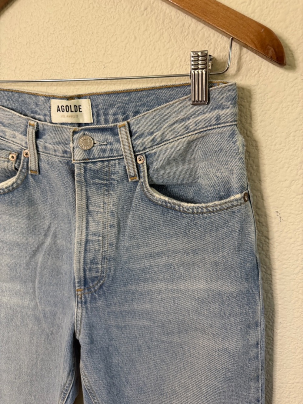 NEW Agolde Lana Distressed Mid-Rise Straight-Leg Organic Jeans Womens Size 25 - Picture 4 of 6
